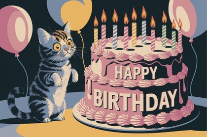 Cute Cat Birthday Cake