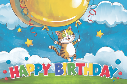 Happy Birthday Cat Illustration