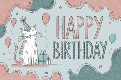 Happy Birthday Card with a Cat