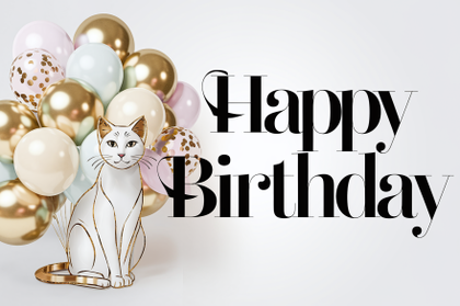 Minimalist Cat Happy Birthday Card