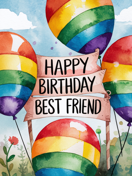Watercolor Happy Birthday Best Friend Card