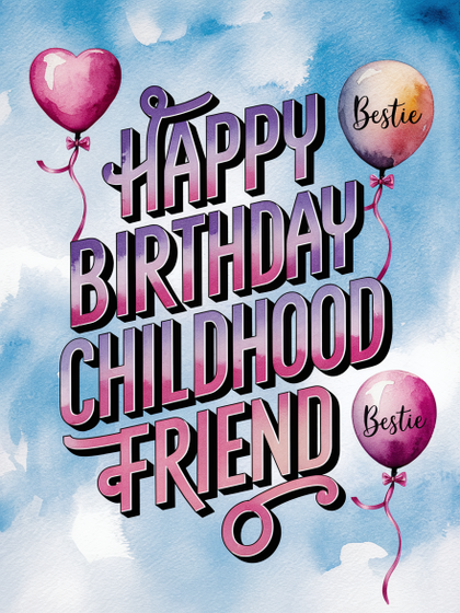 Watercolor Birthday Card for Childhood Friend