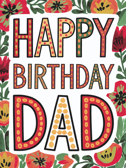 Hand-Drawn Happy Birthday Card for Dad