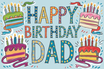 Happy Birthday Dad Card with Cakes and Candles