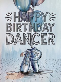 Watercolor Illustration of Birthday Greeting for Dancer