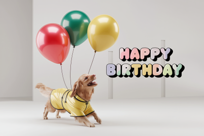 Happy Birthday Dog with Balloons