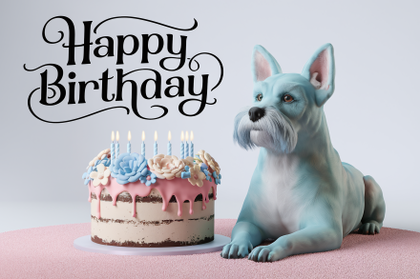 Dog Birthday Cake with Candle
