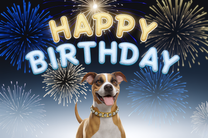 Happy Birthday Dog with Fireworks