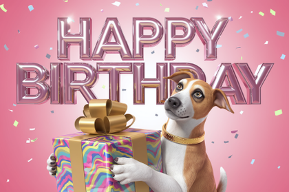 Happy Birthday Dog With Gift