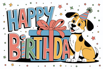 Happy Birthday Dog Illustration