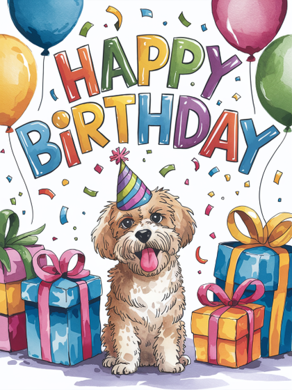 Happy Birthday Dog Card