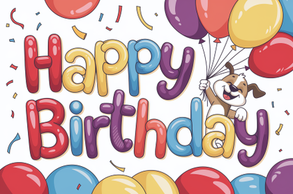Happy Birthday Card with Balloon Dog