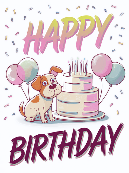 Happy Birthday Card with Dog