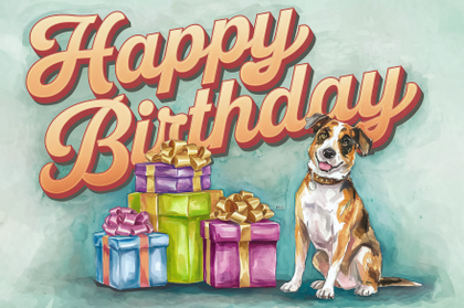 Happy Birthday Dog Watercolor Card