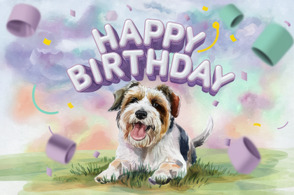 Watercolor Dog Birthday Card