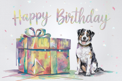Happy Birthday Dog and Present