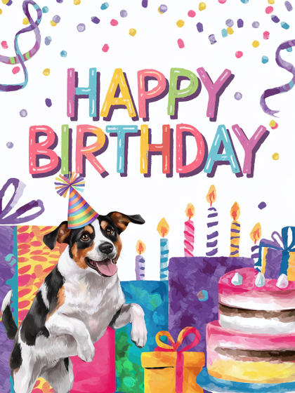Watercolor Dog Birthday Card