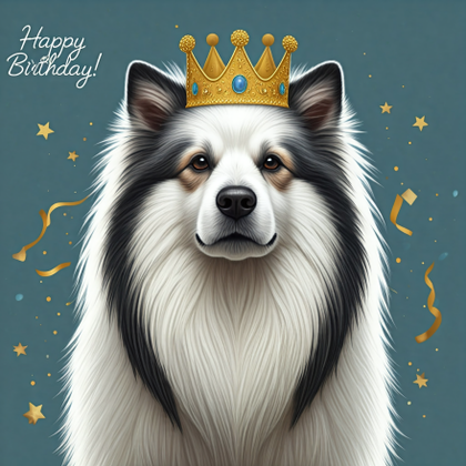 Dog wearing crown and celebrating birthday