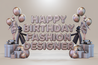Happy Birthday Fashion Designer 3D Render