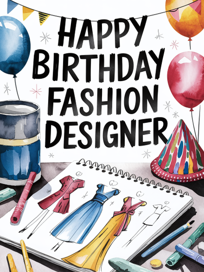 Watercolor Birthday Card for a Fashion Designer