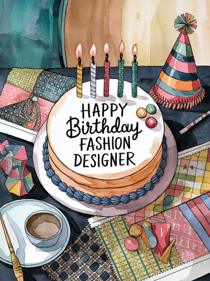 Watercolor Birthday Cake for Fashion Designer