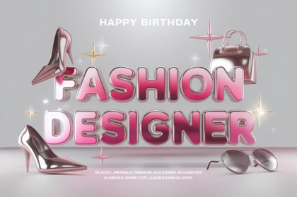 3D Fashion Designer Text with Accessories