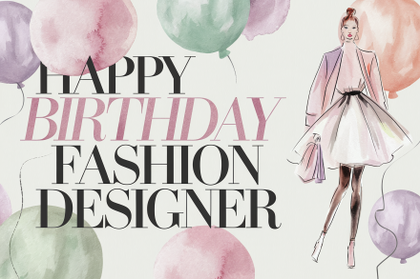 Watercolor Illustration of a Fashion Designer for a Birthday Card