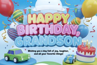 Happy Birthday Grandson – 3D Rendered Card