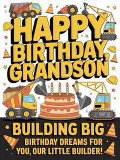 Happy Birthday Grandson Construction Card