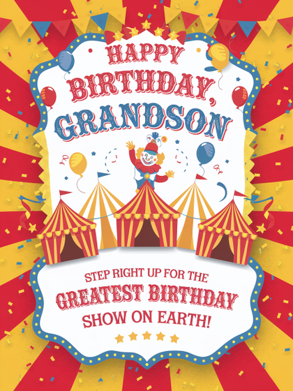 Circus Birthday Card for Grandson