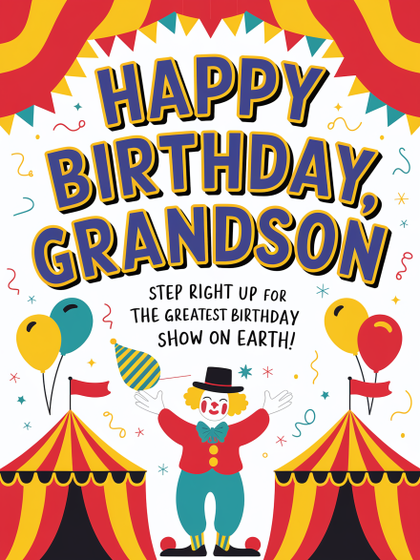 Happy Birthday Grandson – Circus Theme Card