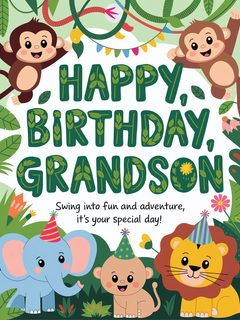 Happy Birthday Grandson Jungle Theme Card