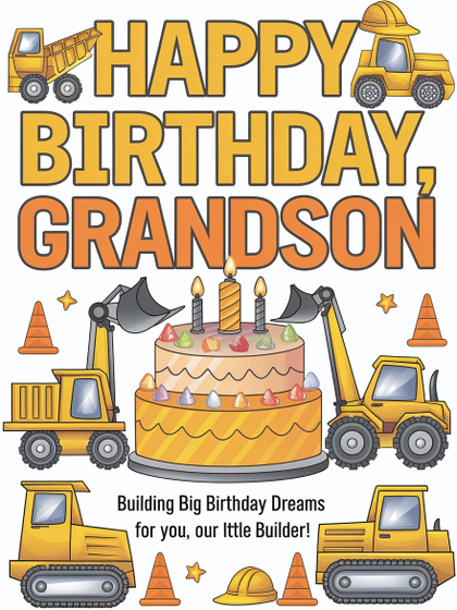 Construction Birthday Card for Grandson