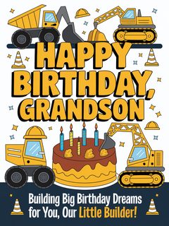 Happy Birthday Grandson Construction Card