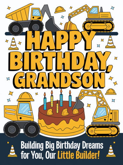 Happy Birthday Grandson Construction Card