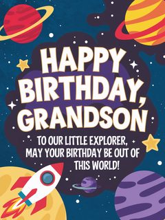 Happy Birthday Grandson Space Card