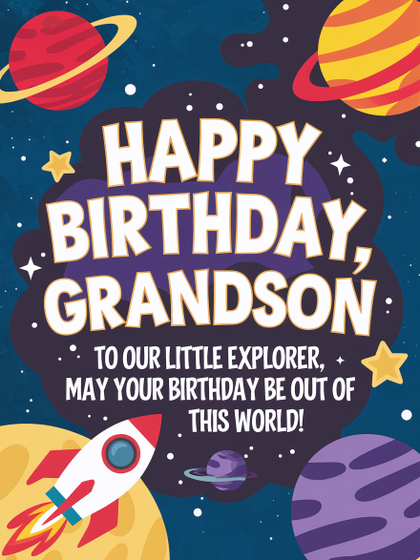 Happy Birthday Grandson Space Card