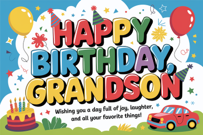Colorful Happy Birthday Grandson Card