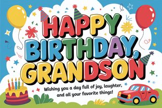 Colorful Happy Birthday Grandson Card