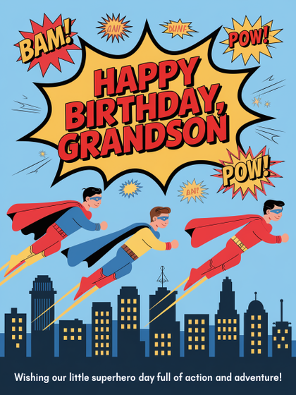 Happy Birthday Superhero Grandson Card
