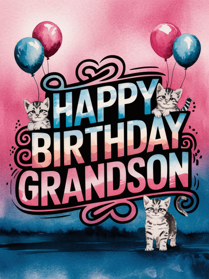 Happy Birthday Grandson with Cats