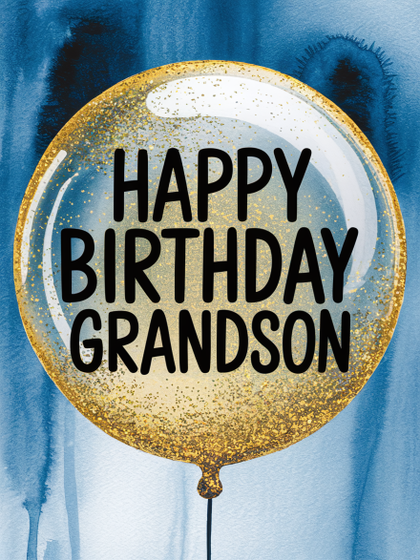 Watercolor Happy Birthday Grandson Balloon
