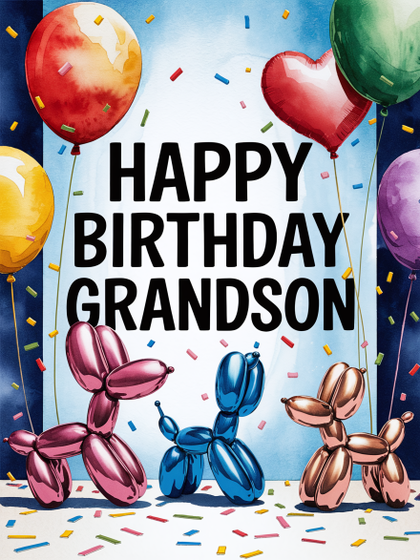 Happy Birthday Grandson Watercolor Card