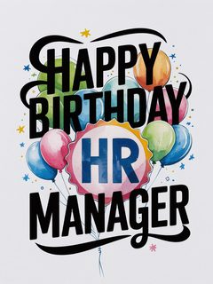 Happy Birthday HR Manager Watercolor Illustration