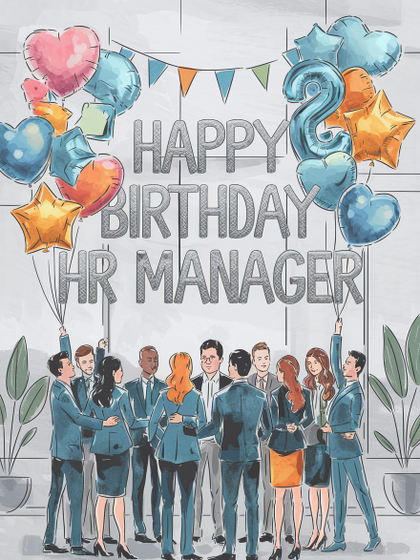 Free Download Watercolor Happy Birthday Card for HR Manager