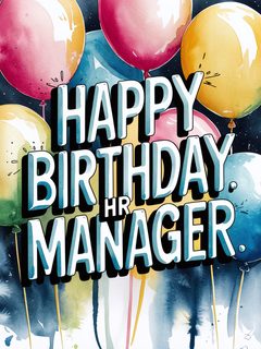 Happy Birthday HR Manager Watercolor Illustration
