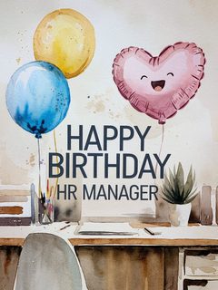 Happy Birthday HR Manager Watercolor Greeting Card