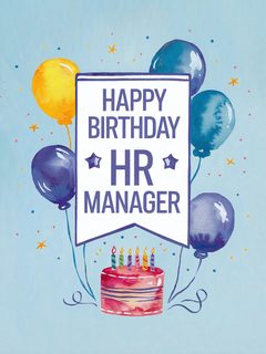 Watercolor Happy Birthday Card for HR Manager