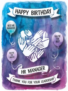 Happy Birthday HR Manager Watercolor Illustration