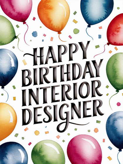 Free Download Happy Birthday Interior Designer Watercolor Card